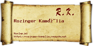 Rozinger Kamélia névjegykártya